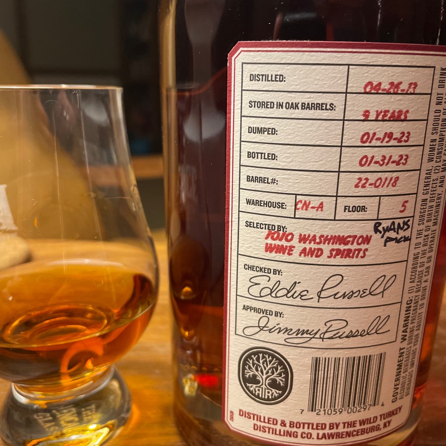 Russel's reserve private barrel selection 1010 washington ryans pick