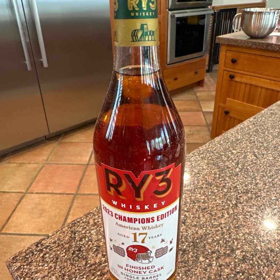 RY3 2023 Champions Edition American Whiskey Single Barrel Cask Strength Finished in Honey Cask