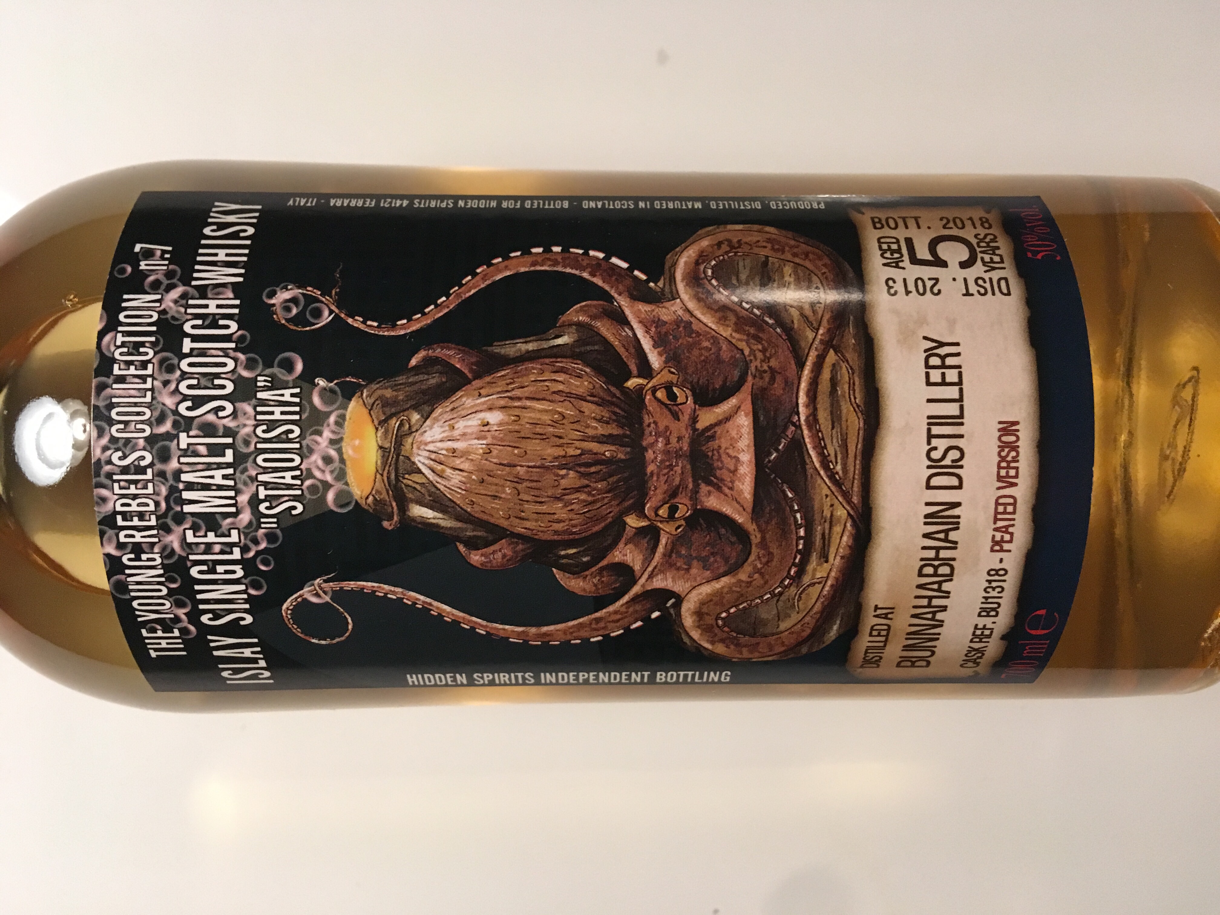 Bunnahabhain 5 Year. Peated version. The young rebel collection - no. 7 (Hidden Spirits)