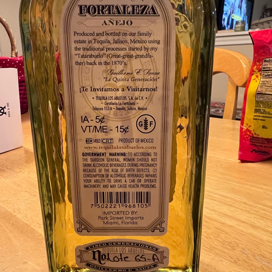 Fortaleza Lot 65-A Anejo Tequila