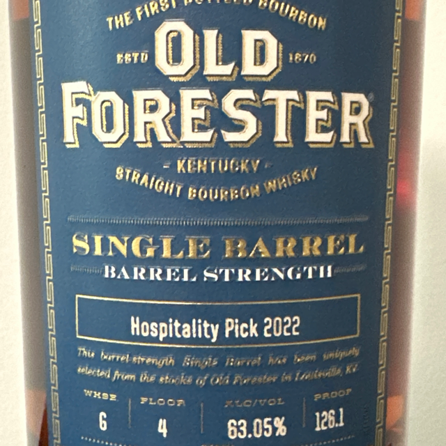 Old Forester Single Barrel Barrel Strength (Hospitality Pick 2022)