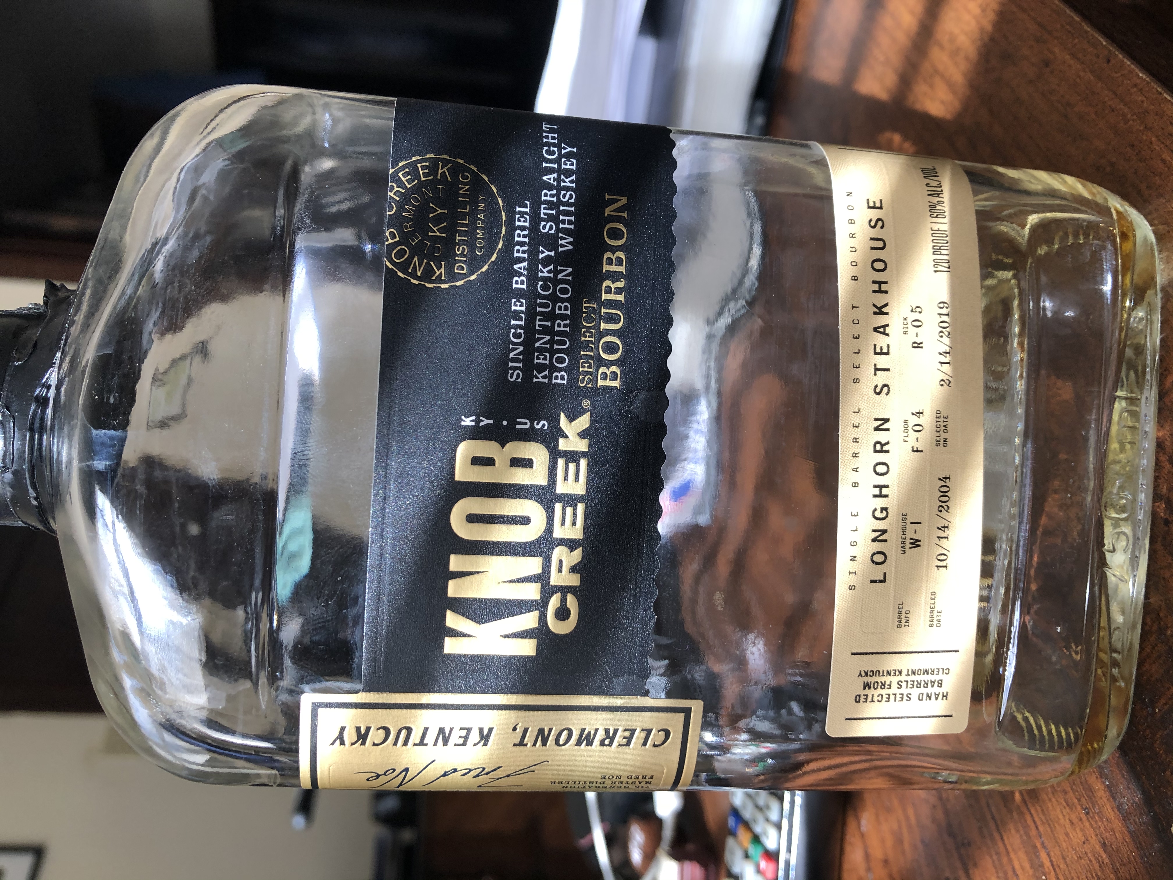 Knob Creek Single Barrel Select Bourbon W-I F-04 R-05 (Longhorn Steakhouse)