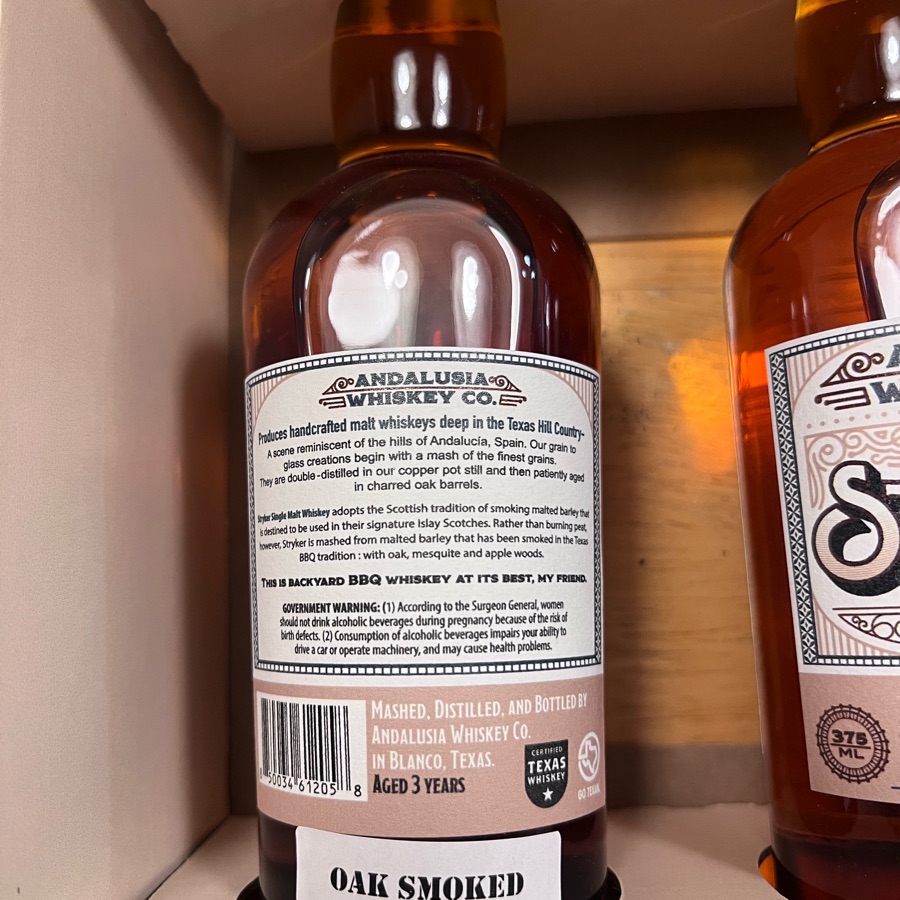 Andalusia Stryker Texas Smoked Single Malt Whiskey (Oak Smoked)