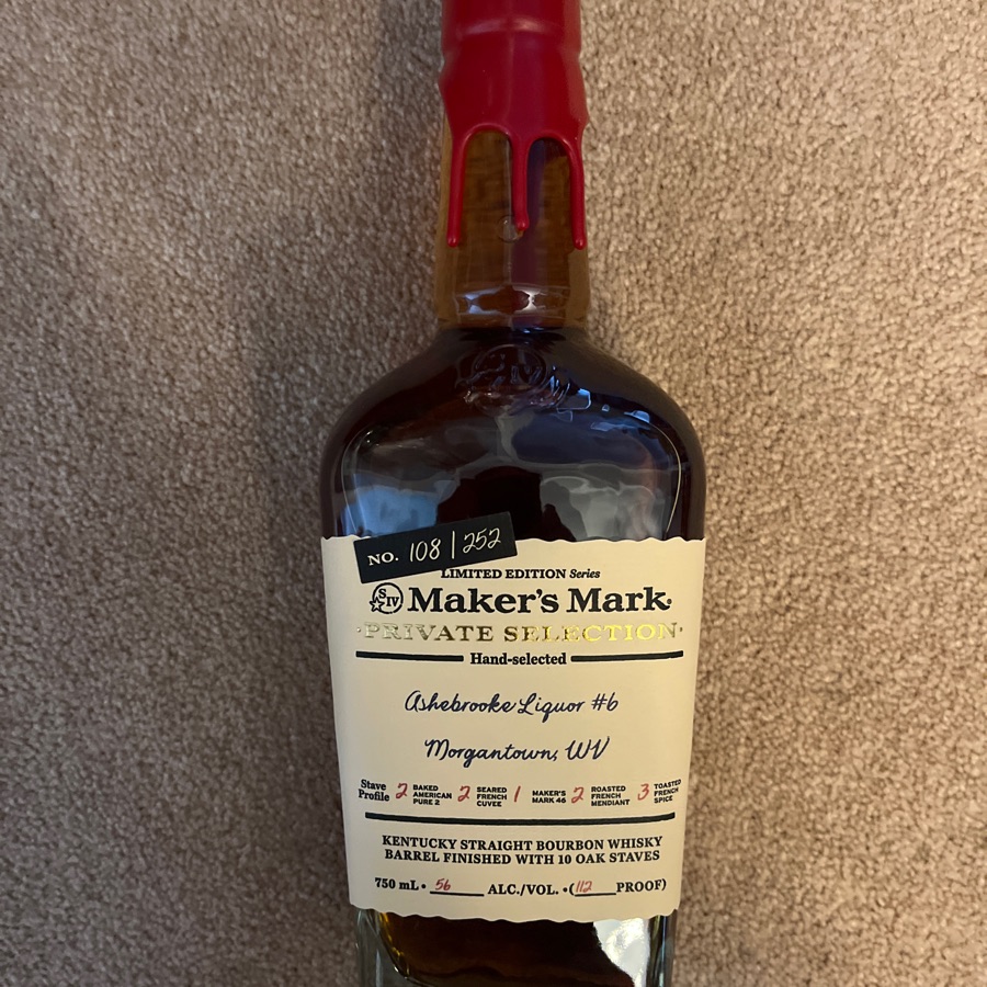 Maker's Mark Private Selection Hand-Selected Ashebrooke Liquor #6
Morgantown, WV