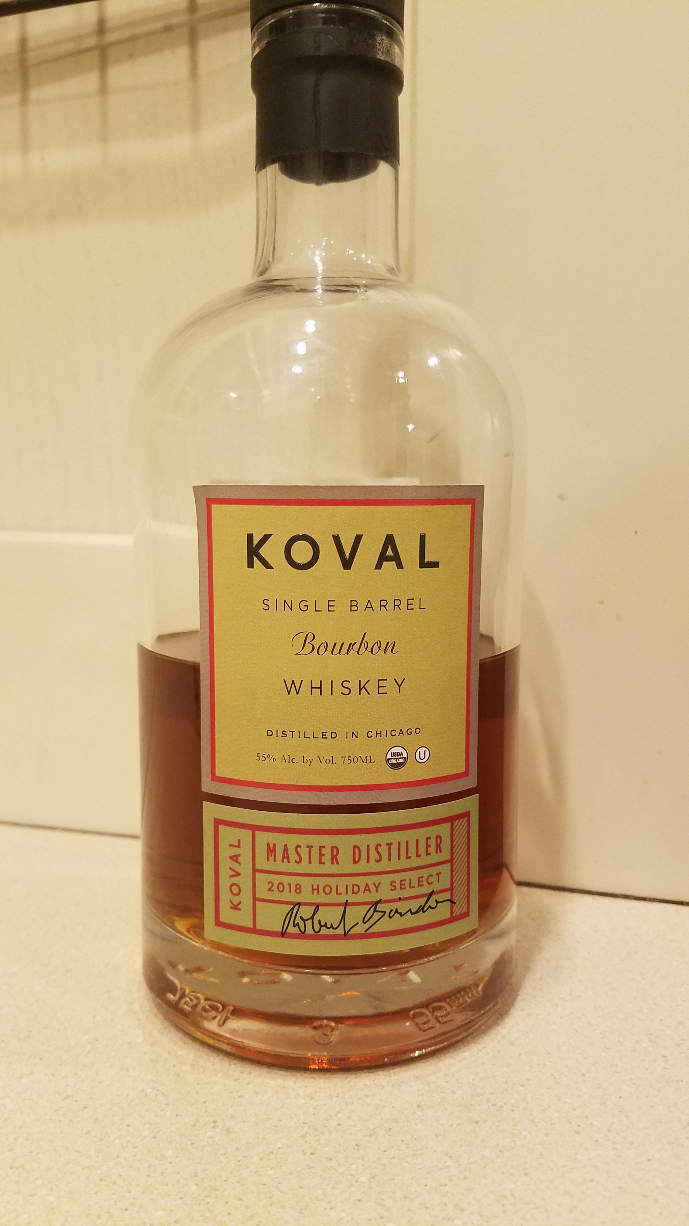 Koval Single Barrel Bourbon Master Distiller 2018 Holiday Select