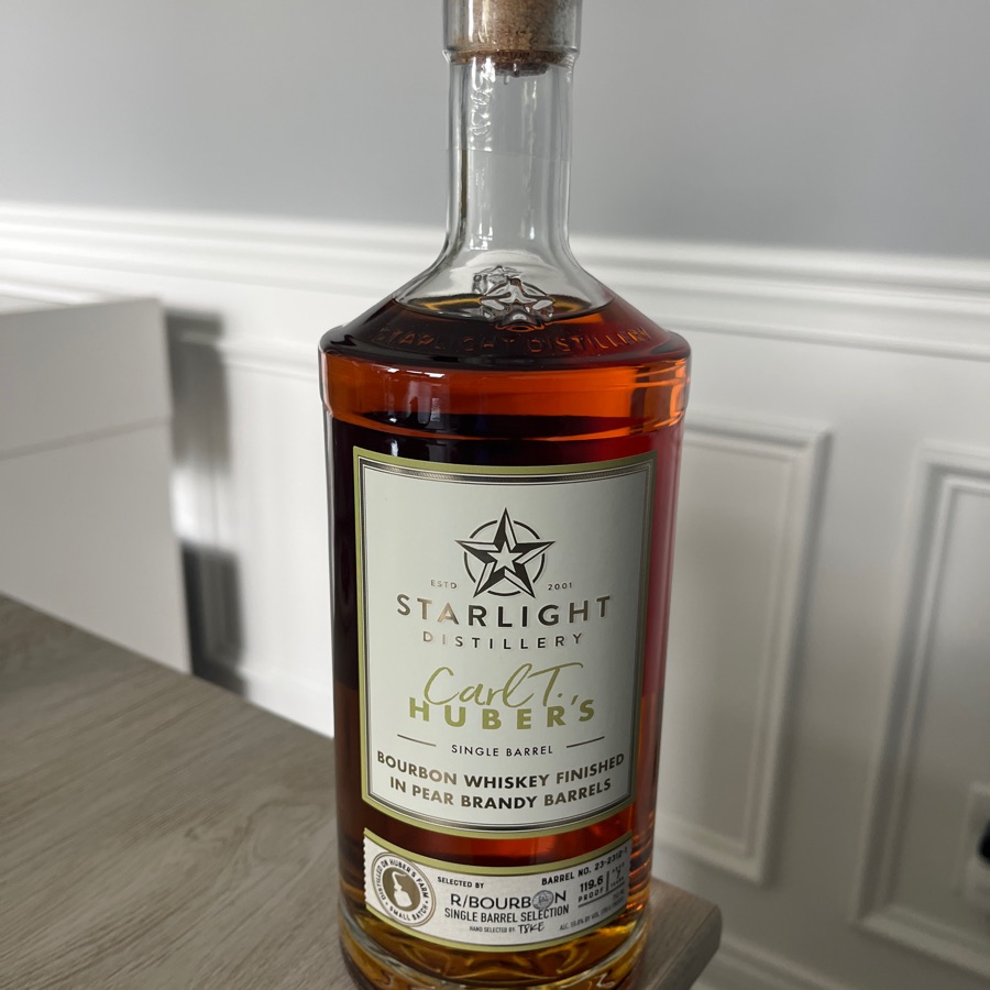 Carl T. Huber's Single Barrel Whiskey Finished in Pear Brandy Barrels