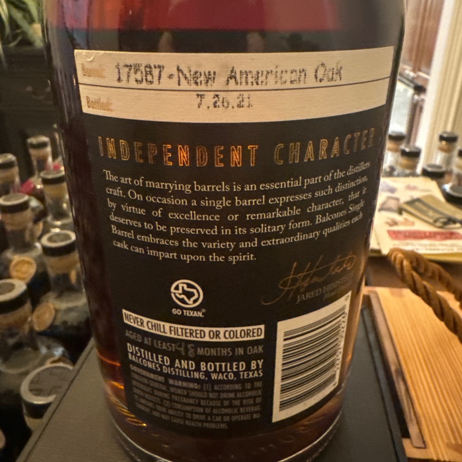 Balcones Texas Single Malt Single Barrel - Caskers pick Barrel 17587