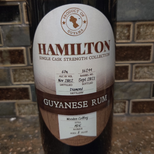 Diamond 8 Year Wooden Coffey Still (Hamilton Single Cask Cask Strength Collection) (Marque MDE) (Barrel No. 16244)
