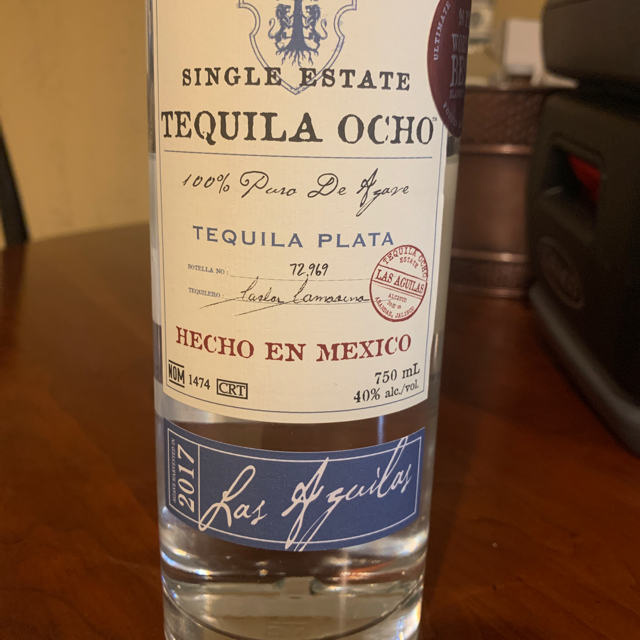 Tequila Ocho Plata Las Aguilas 2017