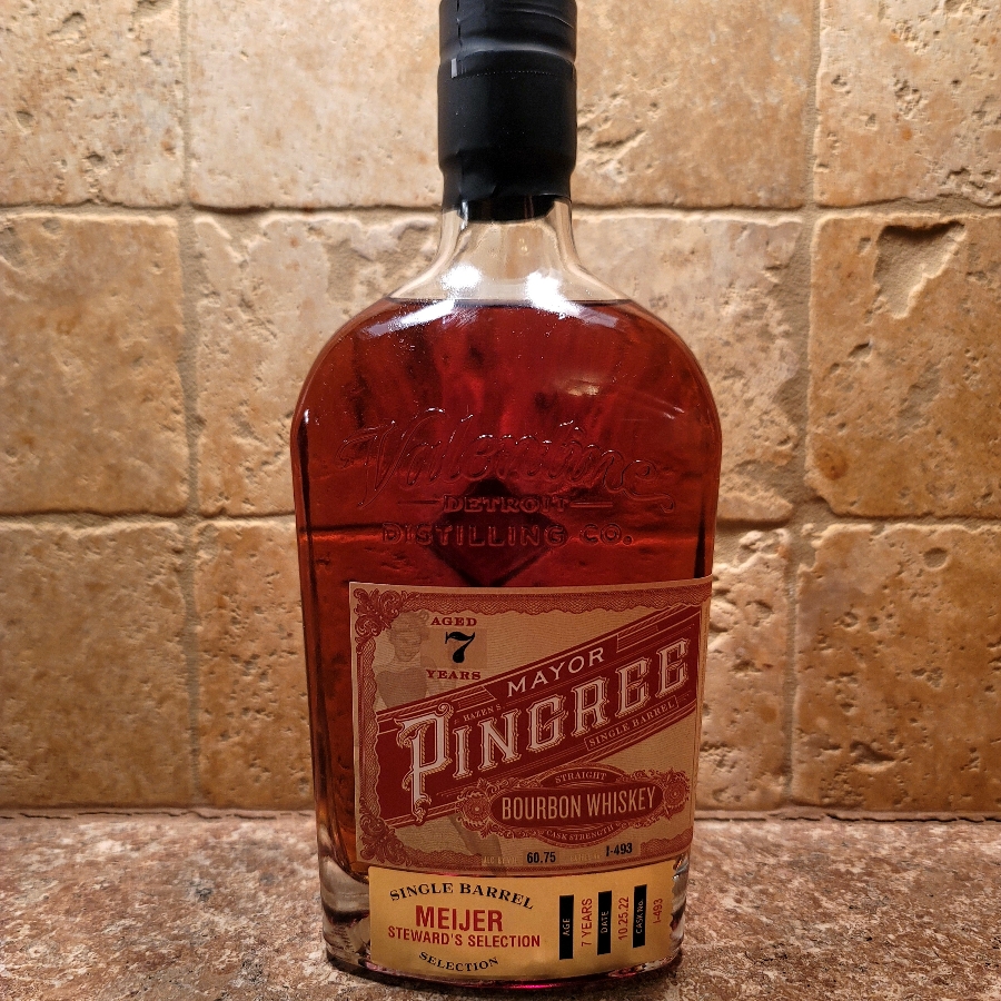 Mayor Pingree 7 Year Red Label Straight Bourbon Whiskey Cask Strength Single Barrel Selection, Meijer Steward's Selection, Barrel  No. I-493, Bottled 10/15/22