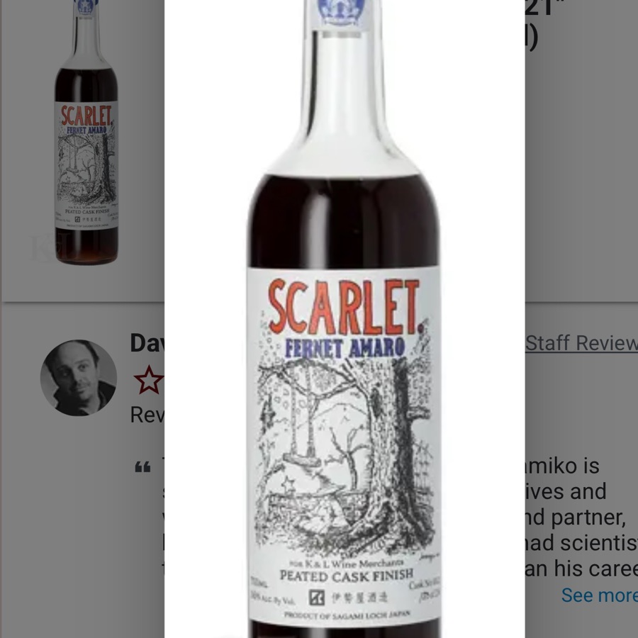 Scarlet K&L Exclusive "Fernet Cask Marriage Peated Cask #21" Japanese Amaro