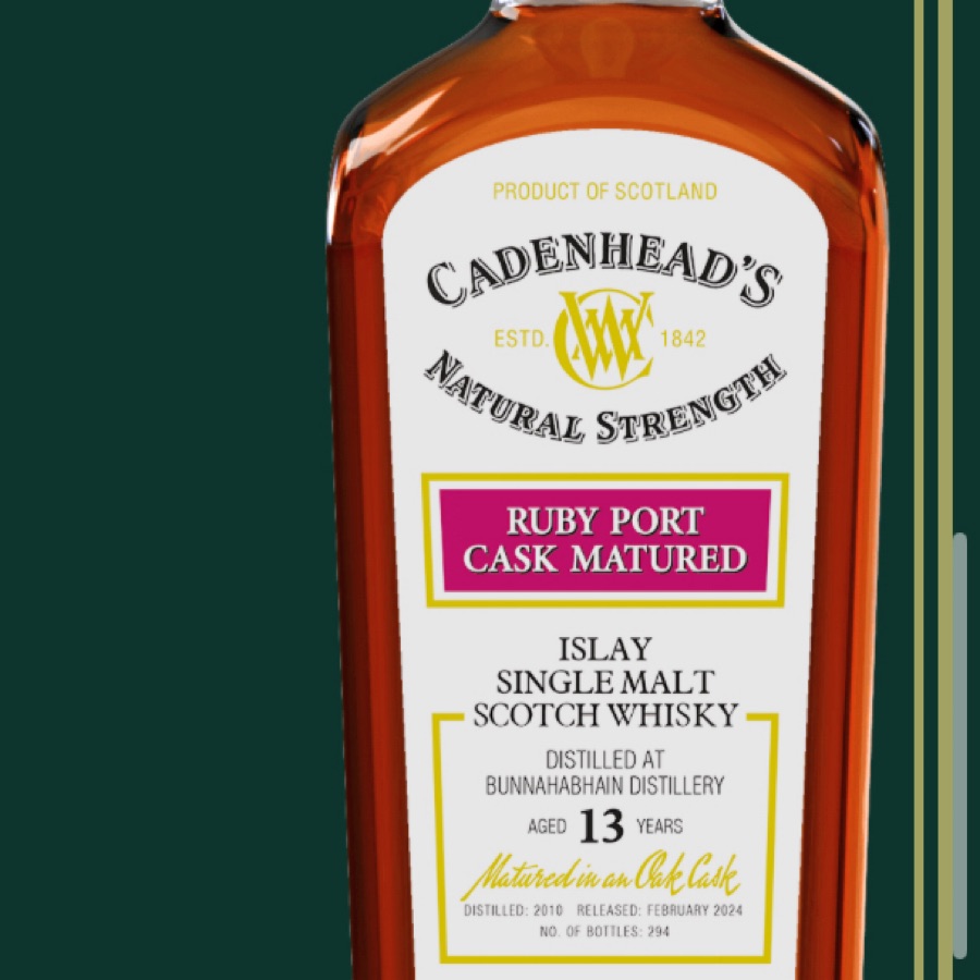Cadenhead's Bunnahabhain Aged 13 Years - Ruby Port Cask Matured