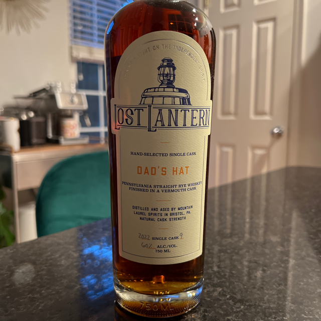 Dad's Hat Pennsylvania Straight Rye Finished in Vermouth Cask 2022 Single Cask #9 (Lost Lantern)