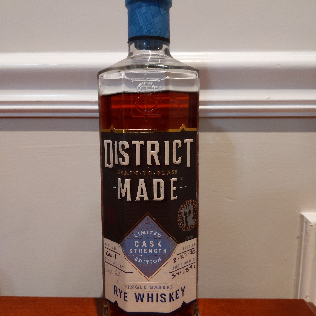 District Made Single Barrel Cask Strength Rye Whiskey