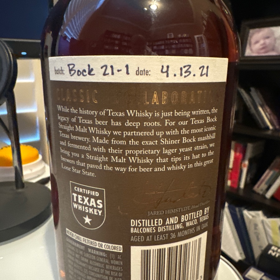 Balcones Texas Bock Batch 2 - Bock21-1 - 4/13/21