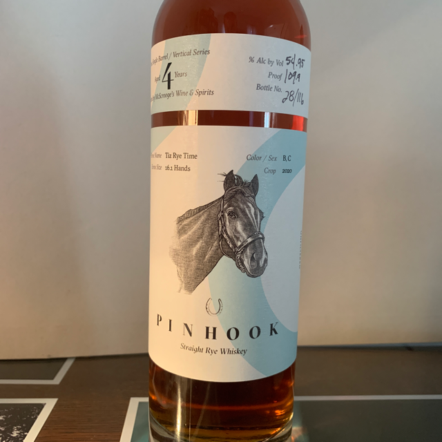 Pinhook 4 Year Tiz Rye Time True Single Barrel/Vertical Series