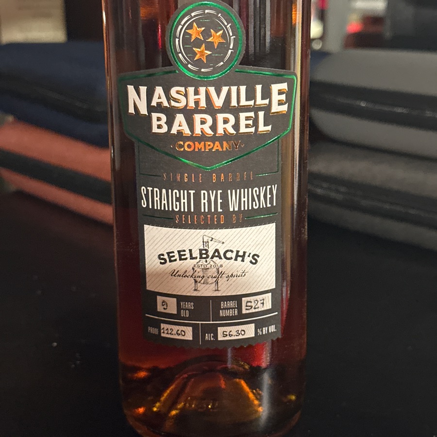 Nashville Barrel Company Single Barrel Straight Rye Whiskey Selected by Seelbach's (barrel #527)