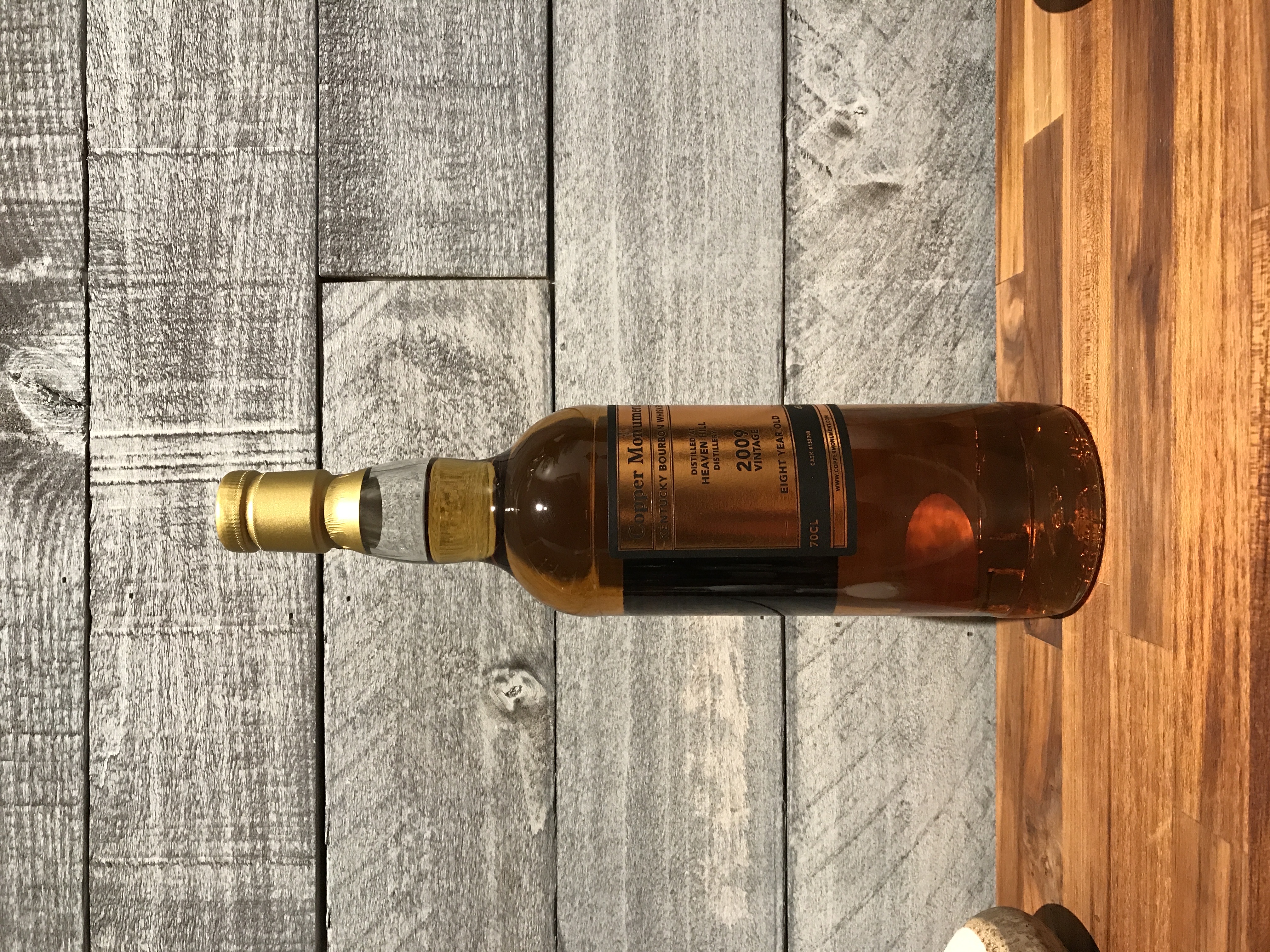 Copper Monument KY Bourbon Distilled at Heaven Hill 8 year old 2009 vintage Cask Strength
