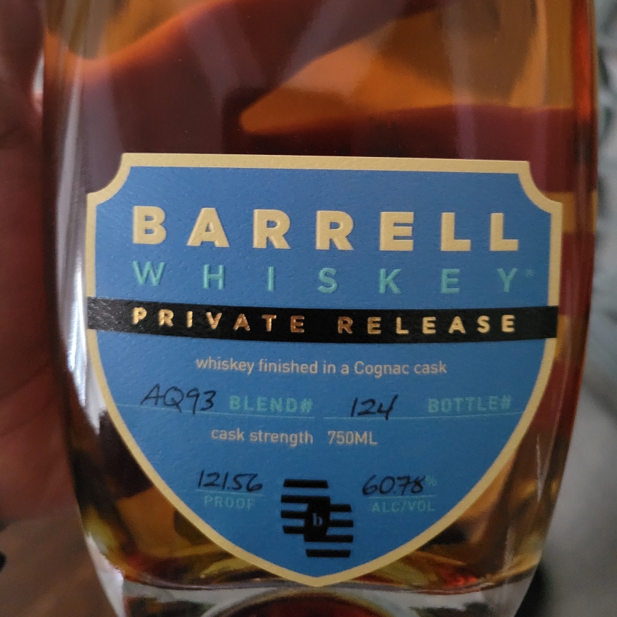 Barrell Whiskey Private Release (Lazy Day Liquors pick) finished in Cognac Cask (Blend AQ93)