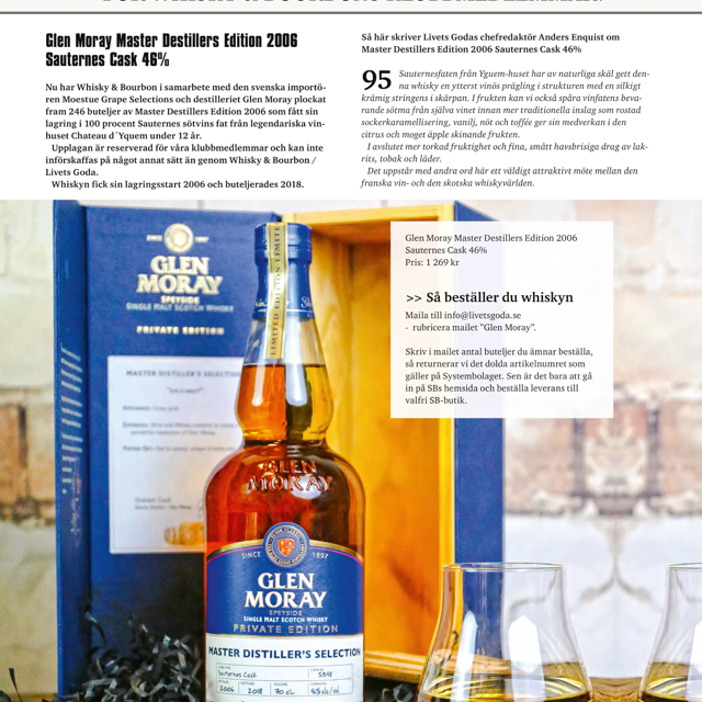Glen Moray Master  Destillers Edition 2006 Sauternes Cask 46%