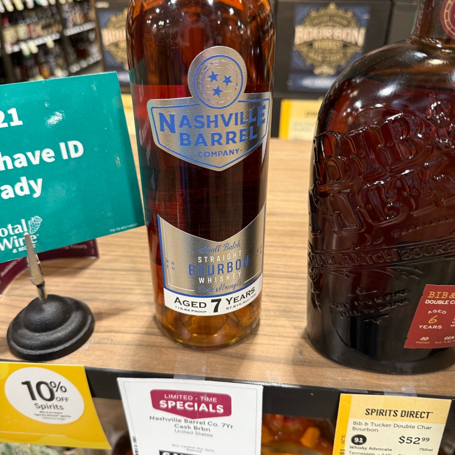 Nashville Barrel Company Small Batch Straight Bourbon Whiskey Cask Strength Aged 7 Years