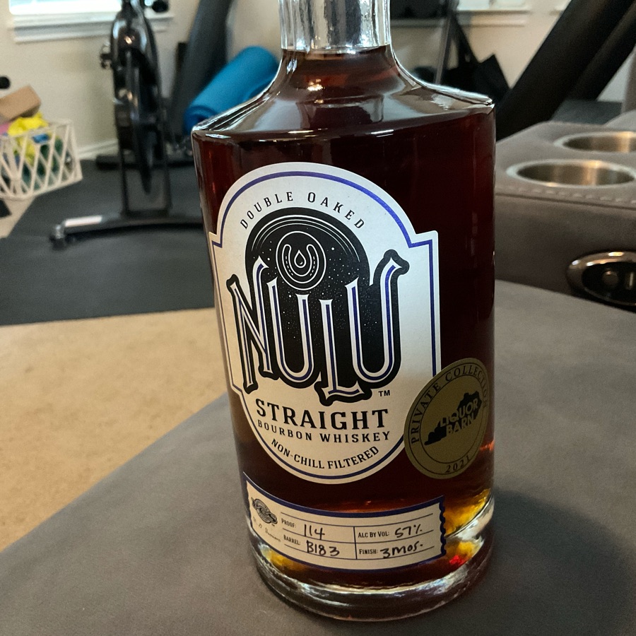 Nulu Double Oaked Straight Bourbon Whiskey Non-Chill Filtered Barrel: B183 Finish: 3 Mos. (Private Collection 2021 - Liquor Barn)