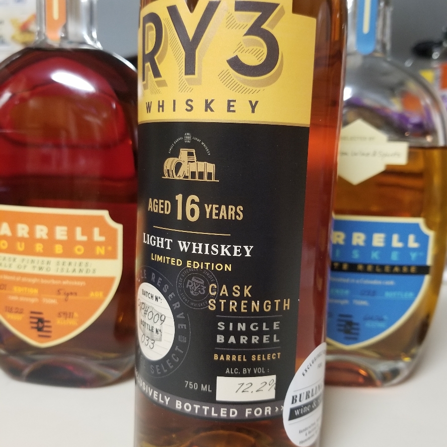 Ry3 light whiskey cask strength single barrel 16yr