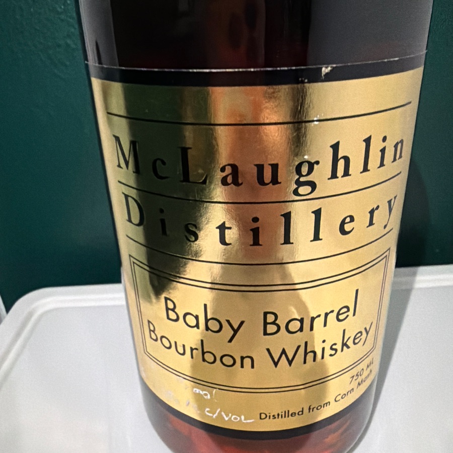 McLaughlin Distillery (Baby Barrel) cask strength bourbon whiskey
