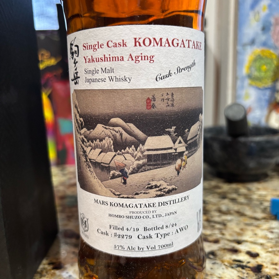Single Cask Komagatake Yakushima Aging
Single Malt Japanese Whisky
Filled 4/19  Bottled 8/24