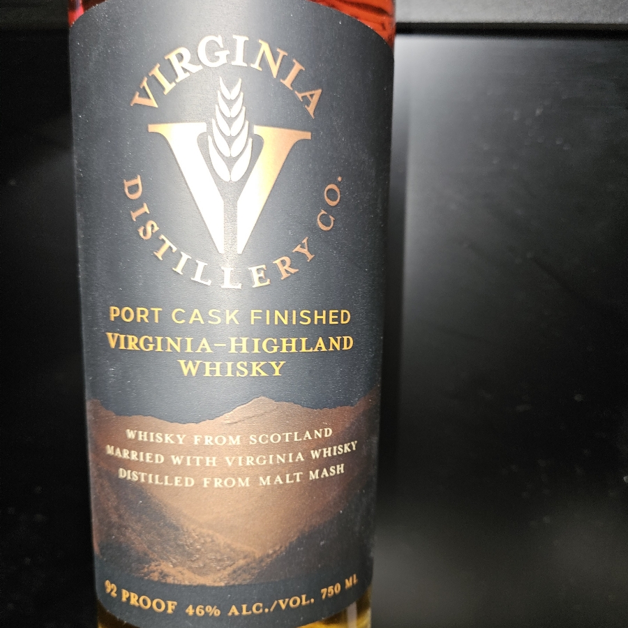 Virginia Distillery Company Port Cask Finished Virginia-Highlands Whiskey