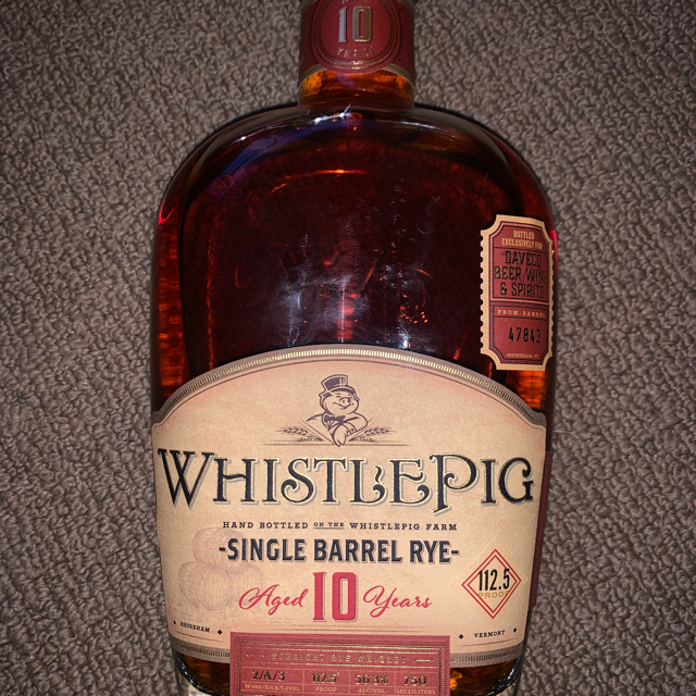 WhistlePig Single Barrel Rye 10yr Barrel#47843