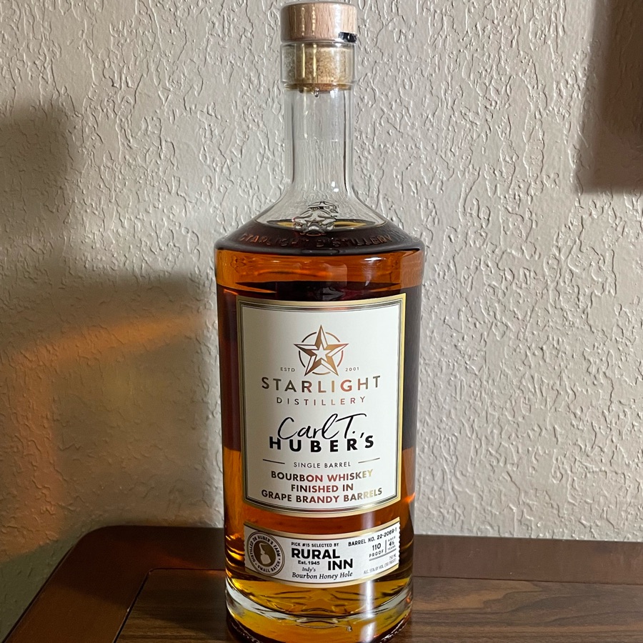 Starlight Carl T. Huber's Single Barrel Bourbon Whiskey Finished in Grape Brandy Barrels (Rural Inn)