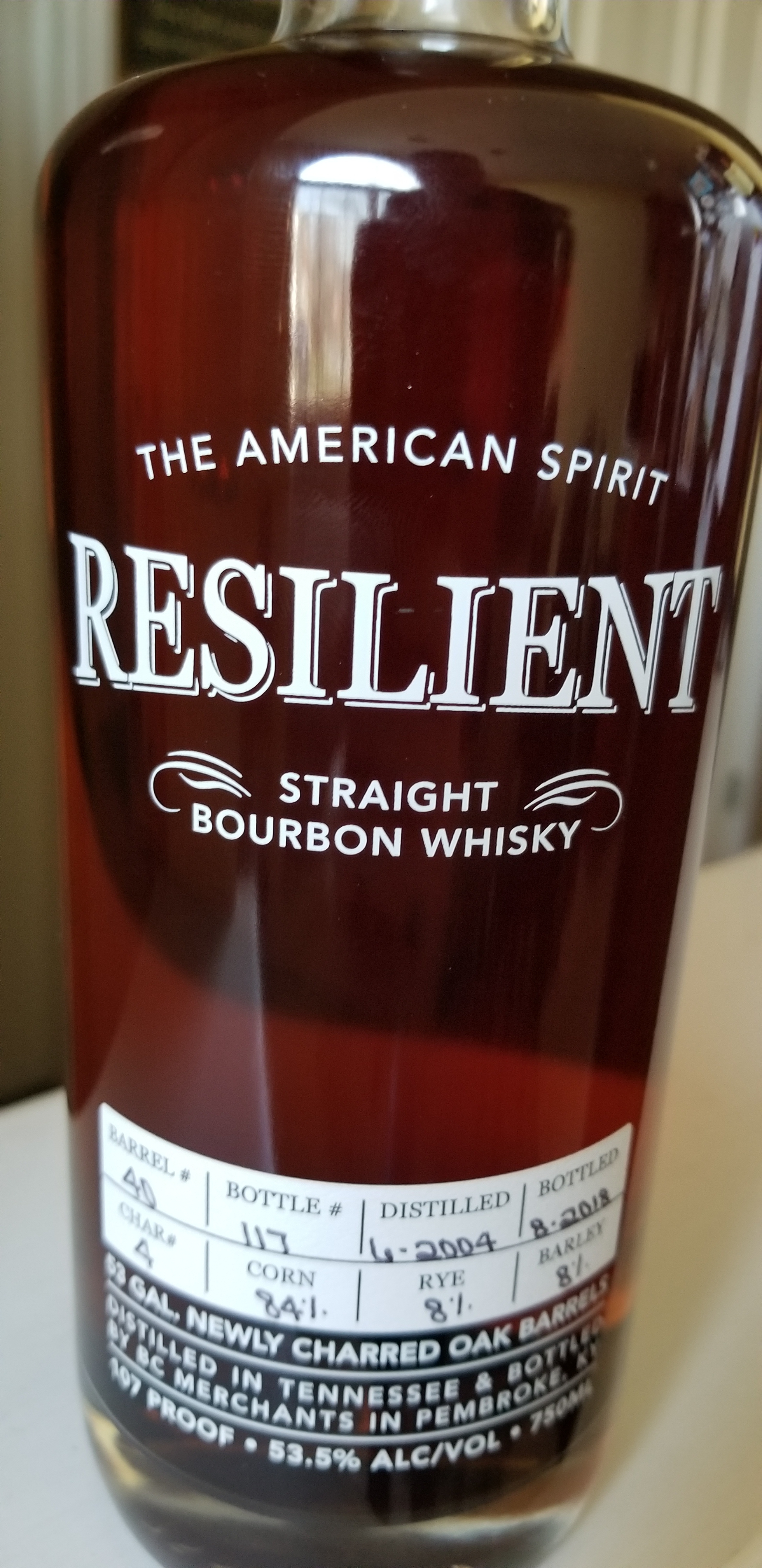 Resilient straight bourbon whisky