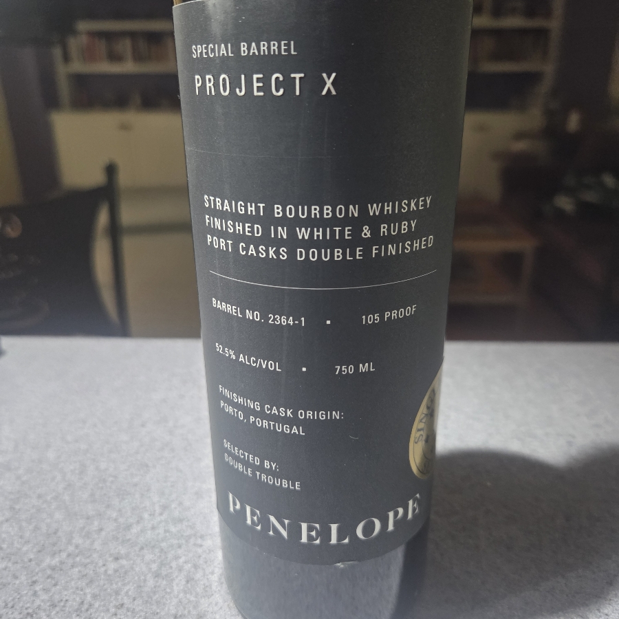 Penelope Project X Straight Bourbon finished in White & Ruby Port (Seven Star) Barrel 2364-1