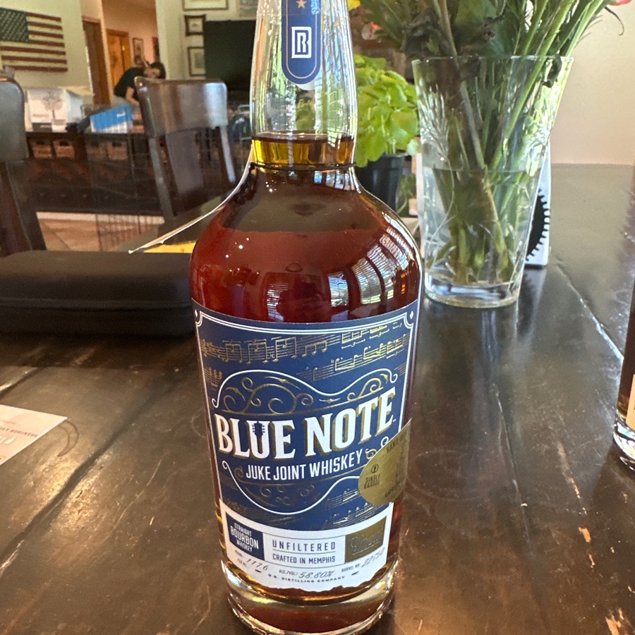 Blue Note Juke Joint Whiskey Uncut Unfiltered Straight Bourbon Whiskey Single Barrel Hand Selected by Seelbach's (barrel #22750)
