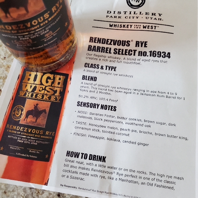 Rendevous Rye Barrel Select no.16934