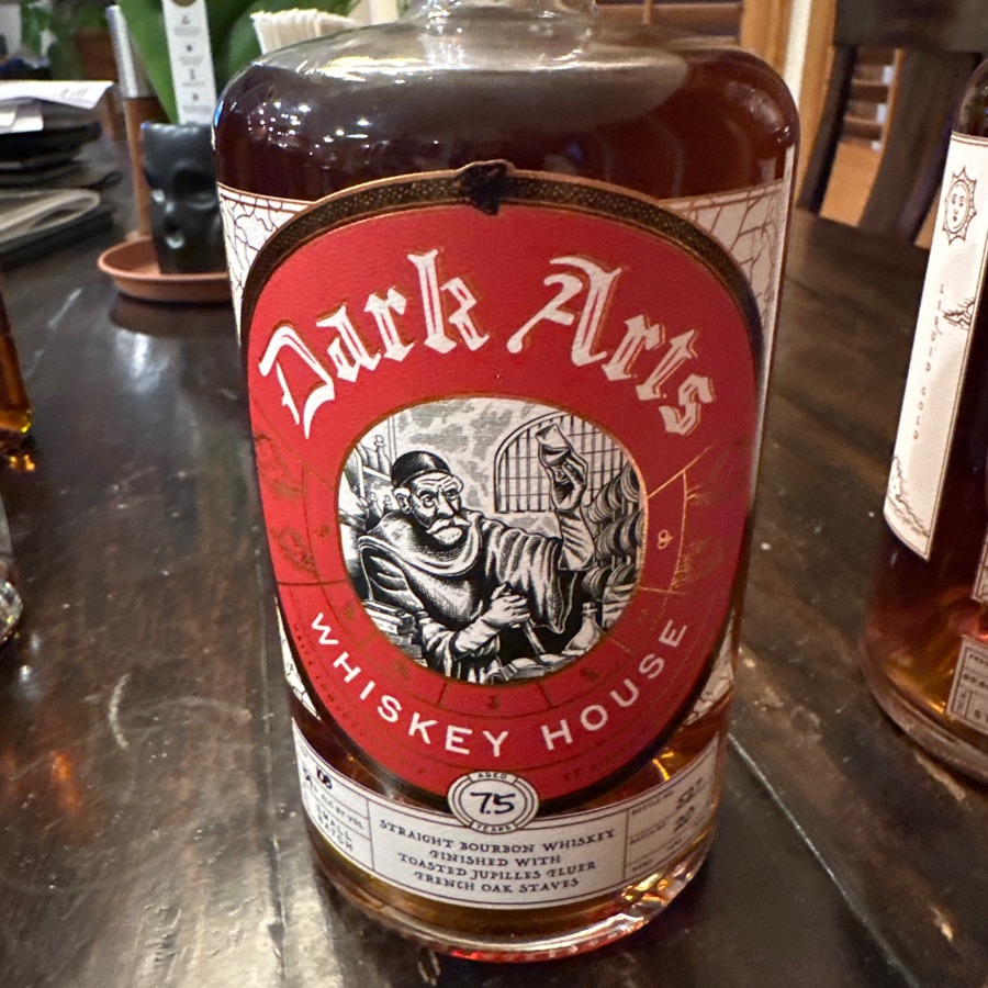 Dark Arts Straight Bourbon Whiskey finished with Toasted Jupiles Fluer French Oak Staves